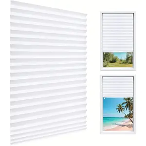 6Pcs Pleated Window Shades, No Tools No Drill Pleated Blinds with Adhesive, Free Cut Size Semi Blackout Cordless Temporary Window Cover for Bedroom Kitchen