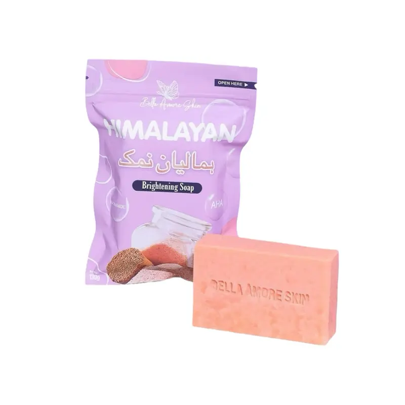Bella Amore Himalayan Pink Salt Soap Bar 130g – Exfoliating & Moisturizing Face & Body Cleanser with Pink Clay, Hyaluronic Acid & Niacinamide