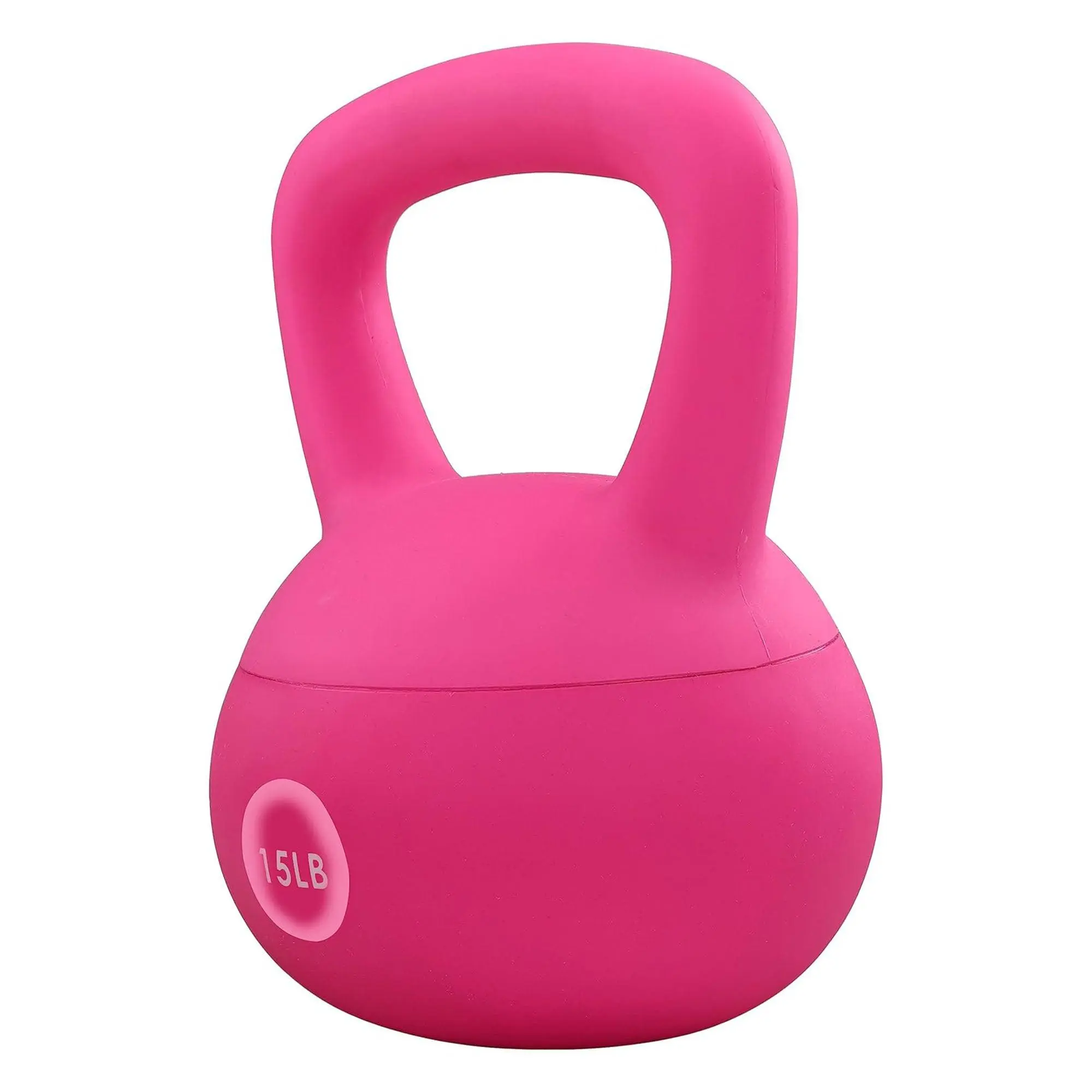 Fitvids Soft Kettlebell Ergonomic Grip, Iron & Sand Filled, 15 Pounds, Pink