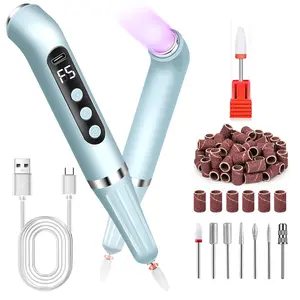 Cordless Nail Drill UV Nail Lamp 2 in 1 E Filer for Nails, Nail Drill Electric Nail File with Small UV Light for Gel Nails Kit for Acrylic Gel Nails Polishing Curing Manicure Pedicure