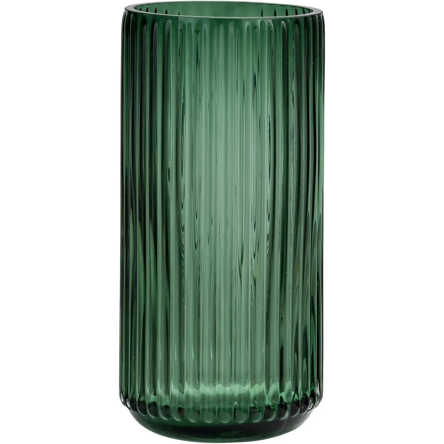 7.5 in Thick Green Glass Flower Vase - Amber Accent Aesthetic Home Decor, Home Supplies for Bookshelf, Dinner Table, All Seasons Glass Vases, Thick Glass