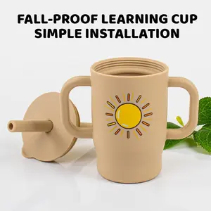 180ml Small Silicone Toddler Sippy Cup - Spill-Proof Lid and Soft Handle - Shatterproof Training Cup for Babies 6 Months+