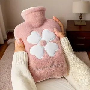 PrimPick Detachable washable cloth hand warmer Hot Compress 1000ml/30.27oz capacity hot water bag PVC thickened water-filling hand warmer, winter warm and portable design, two colors available, hot water bottle