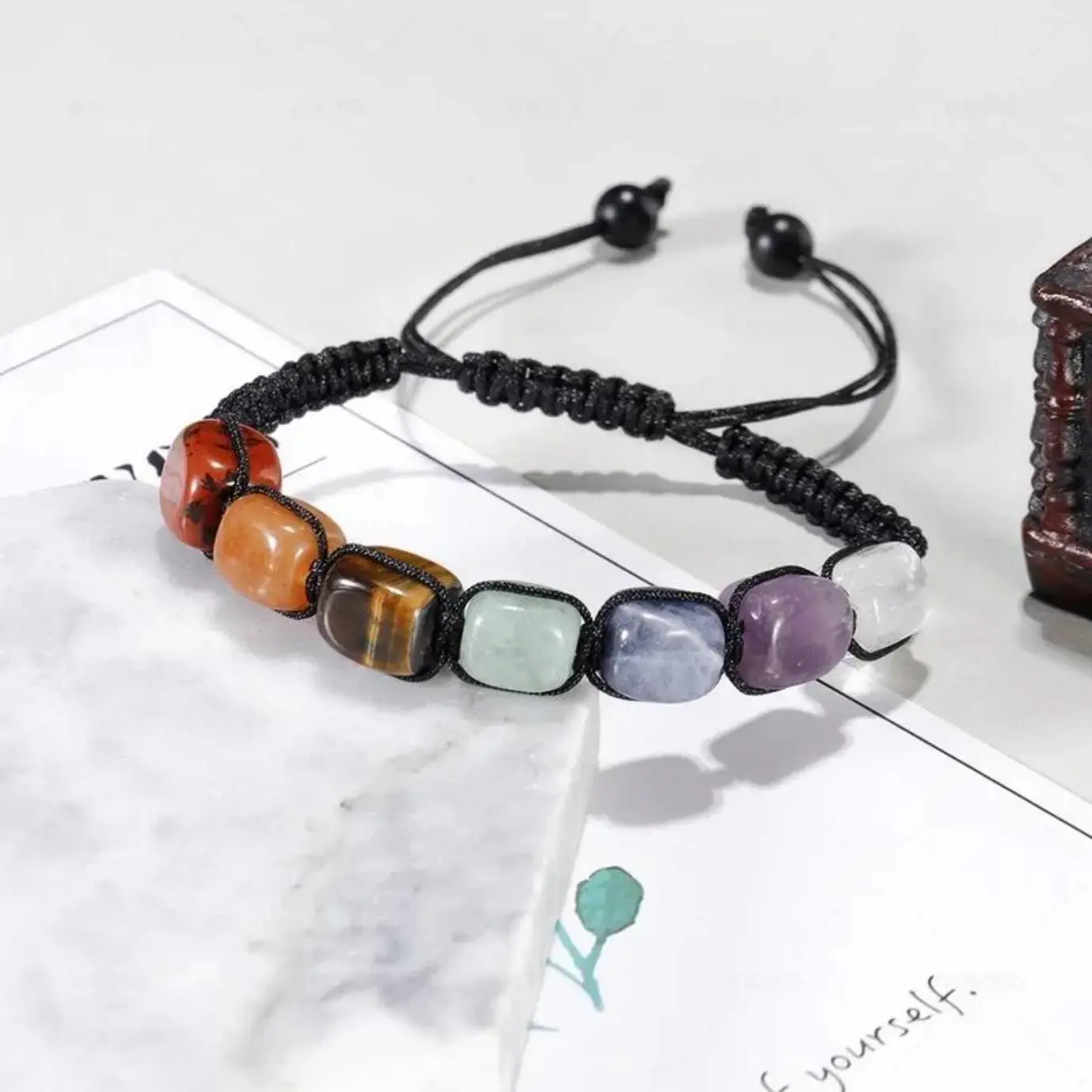 Unisex 7 Chakra Reiki Crystal Healing Bracelets & Bangles, Natural Gemstone Beaded Stretch Bangle, Energy Balancing Braided Rope Jewelry for Yoga Daily Wear, Spiritual Meditation