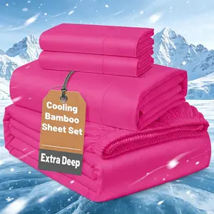 SASTTIE 2400TC Extra Deep Bamboo Cooling Bedding, Breathable & Cooling Hotel Luxury Bed Sheets Set For Child, Easy & Secure Fit - Soft, Wrinkle Free & Comfy Kids Sheet With 15" Deep Pocket, Ultra-Soft & Machine Washable Children's Bedding, Kids Room Decor