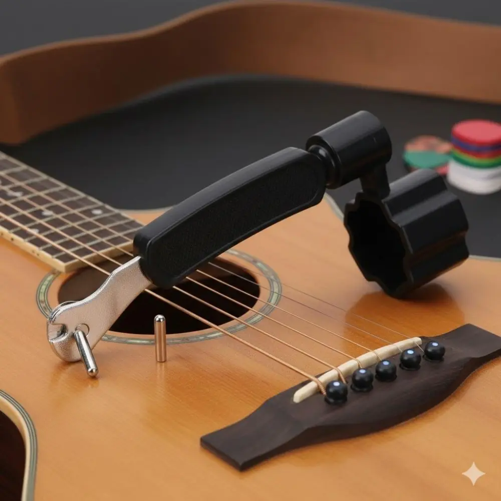 3-in-1 Guitar String Winder Cutter Puller Set: Acoustic Guitar Accessories, Non-Slip, Effortless Maintenance Tool for Quick String Changes, Rust & Cut Protection. Universal Instrument Accessory for Bass, Ukulele, Camping & Dorm Room.