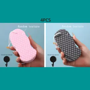 4-Piece Bath Sponge Set, Exfoliating Soap Sponges for Dead Skin Removal, Reusable Soft Massage Sponges, Ideal Replacement for Shower Mitts, Body Wash Scrubber, Exfoliating Bath Tool