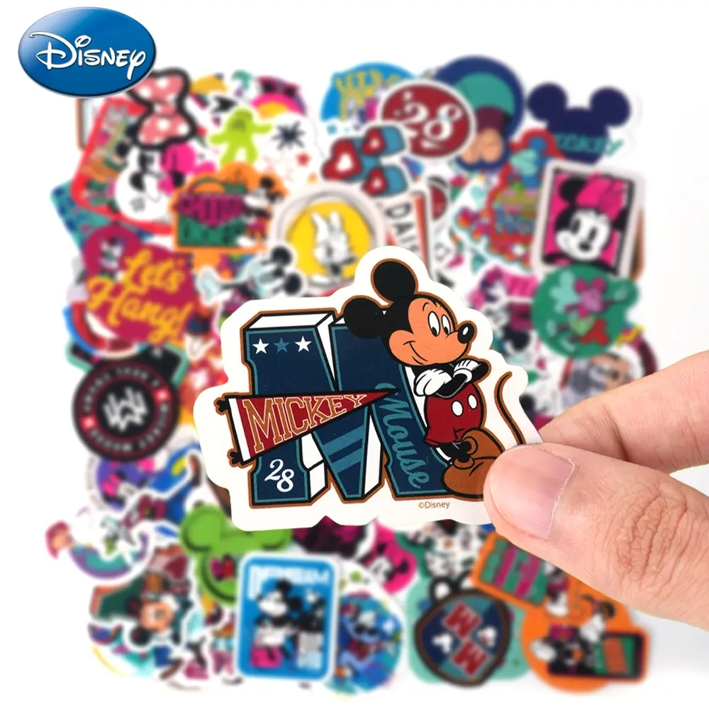 100pcs Disney Officially Licensed Mickey Minnie Sticker Packs Decorative Stickers Cartoon Decoration Laptop Cup Helmet Picture Frame Skateboard Computer Waterproof Sticker Birthday Lovely Gift Fun Stickers Cute Stickers