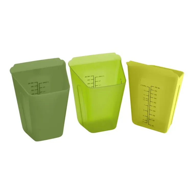 Kuhn Rikon 3-Piece Kitchen Measuring Utensils Set - Durable Stackable Food Prep Containers with Side Grips for Accurate Dry & Liquid Ingredient Measurement