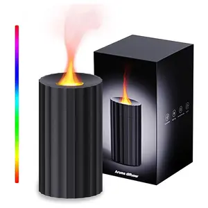Car Humidifier, Aromatherapy Humidifier, Aromatherapy Diffusers, Car Diffuser with Flame Effect, Essential Oil Diffuser with 7-Color Night Light, Aroma Oil Diffuser for Car, Home, Office, Auto Shut-Off When Waterless, Aromatherapy Machines