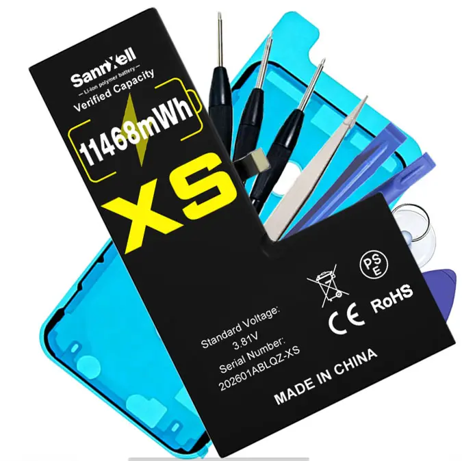 SannXell Upgraded High Capacity Battery for iPhone XS Replacement, 11468mWh 0 Cycle A1920 A2097 A2098 A2100 Model, Ultra Long Lasting Li-ion Battery iPhone XS, with Full Repair Tool Kit, Accessories, Batteries
