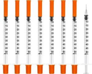 U-100 0.5ml 31G 5/16" (8mm)Syringe with Needle, Individually Wrapped, Pack of 10