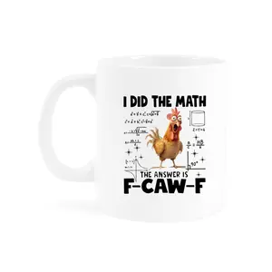 F-Caw-F Chicken Funny Mug, Crazy Rooster, Sarcastic Farm Animal Cup, Adult Humor Rooster Mug