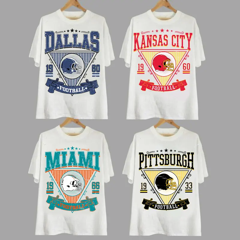 All 32 Teams Vintage Football Fan T-Shirt Collection White Edition Classic Sports Apparel for Every Football City Unisex Top 100% Cotton Tee