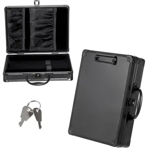 Clipboard Storage Box with Key Lock and Handle, 12x9 Inch  Clipboard Case, Portable Small Briefcase with Binder, Heavy Duty Metal Paper Organizer for Office Business Men, Letter Size