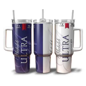 Michelob ULTRA Tumbler 20oz 40oz with Handle - Beer Can Design Stainless Steel Cup, Low Carb Beer Lover Gift, Gift For Dad, Fathers Day