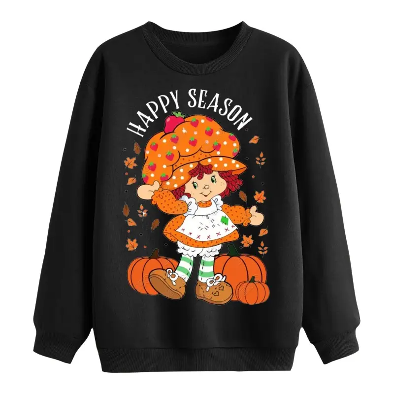 Strawberry Shortcake Fall Sweatshirt, Pumpkin Patch Crewneck, Happy Season Halloween Shirt, Retro Autumn Girl Shirt, Cute Cozy Gift for Her