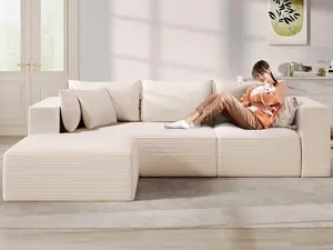 YITAHOME 107.5" Cloud Sectional Couch with L-Shape Chaise,Modern Modular Sofa with Deep Seat, Upholstered Couches for Living Room Bedroom, No Assembly Required, Beige