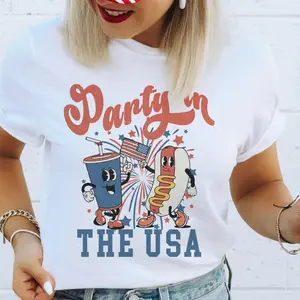 Vintage USA Graphic Tees Retro America Shirt Stars and stripes tee Party In The USA Tees 4th of July USA Tshirts Flag USA Smiley Face T-Shirts Family USA Holiday Tops Patriotic Hot Dog Tees Stars and Stripes Tops America the Beautiful T-Shirts