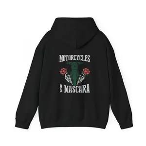 Motorcycles And Mascara Flower Rider Bike Riding Hoodie, Men Women Motorcycle Lovers Christmas Gifts Motorcycle Hoodie