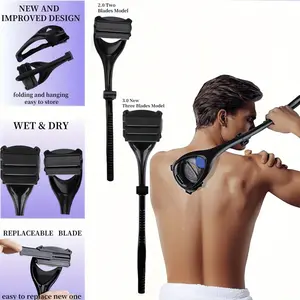 Back Shavers Razor, The DIY Back Hair Shaver for Men with Safety Blade Technology & Ergonomic Handle, Wet or Dry Shaving (Extra Blades Included)/And Back Shaver Blade Set (Sold Separately), Summer Use, Trimmer and Shaver