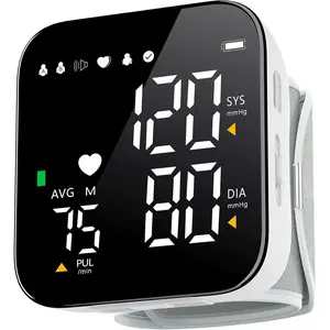 Blood Pressure Monitor Rechargeable Wrist Blood Pressure Cuff Adjustable Digital BP Machine 2x90 Readings Voice Broadcast Backlit Display for Home Use with Carrying Case,home essentials