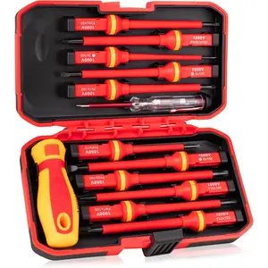 13PCS 1000V Insulated Screwdriver Set, S2 Steel, Magnetic Tips, PP + TPR Grip, GPSR Certified for Electrician Tools & Industrial Use