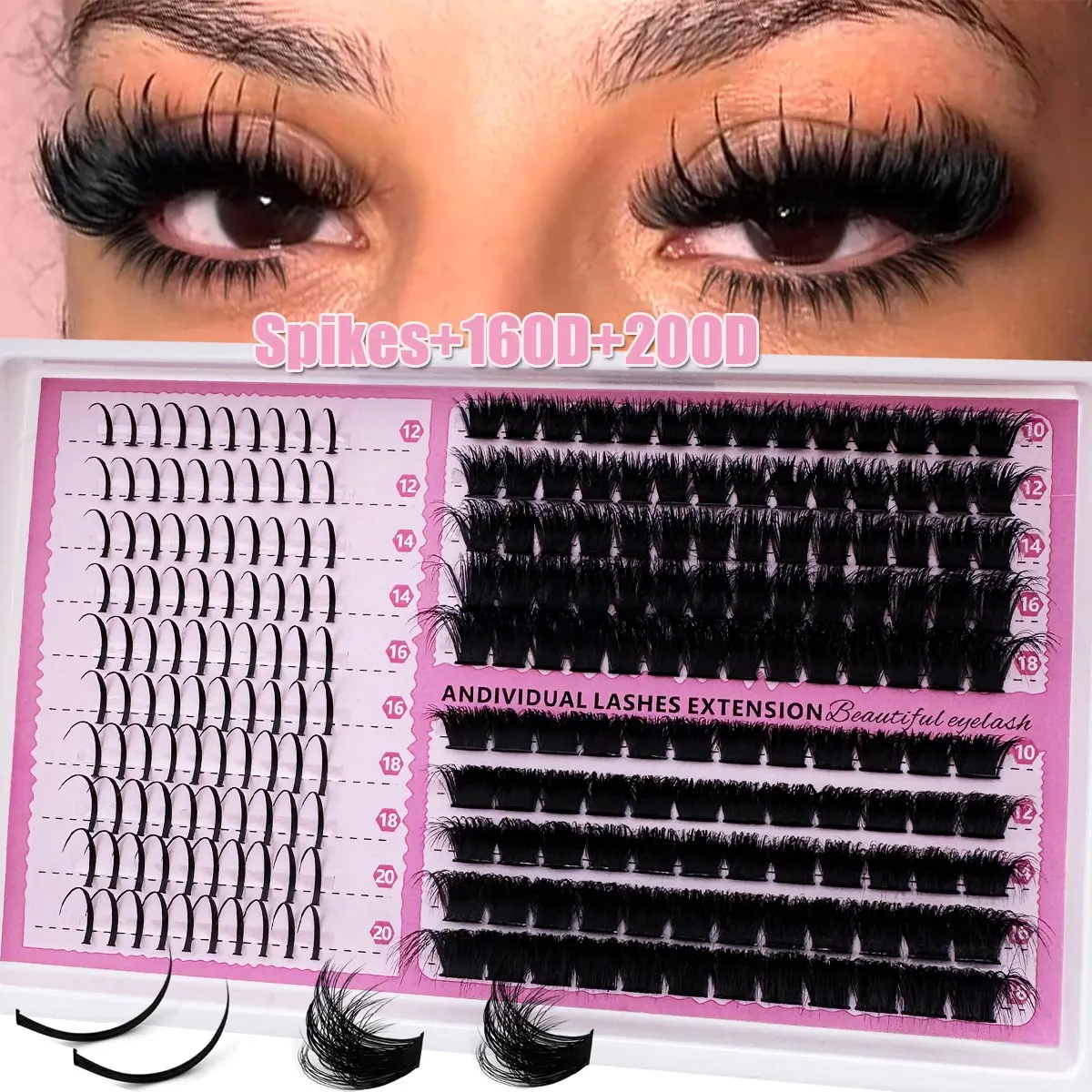 Natural Eyelash Clusters, Wispy Manga Lash Extension, Unique Spiky Cluster, Anime Individual Fairy Cluster Lashes, DIY Eyelash Extensions, 10-20mm, 300pcs/270pcs/230pcs, Volume Lashes, Fluffy Cluster Eyelash, Volume Eyelashes, Individual False Lashes