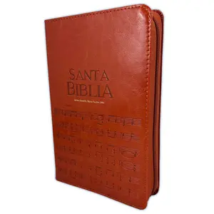 Bible in Spanish with Zipper 14 Point Giant Font Reina Valera 1960 Imitation Leather Brown Leather with Index