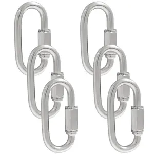 6Pcs 3/16 Inch M5 D Shape Locking Quick Links 304 Stainless Steel Heavy Duty Durable Quick Chain Connector with 648lbs Capacity