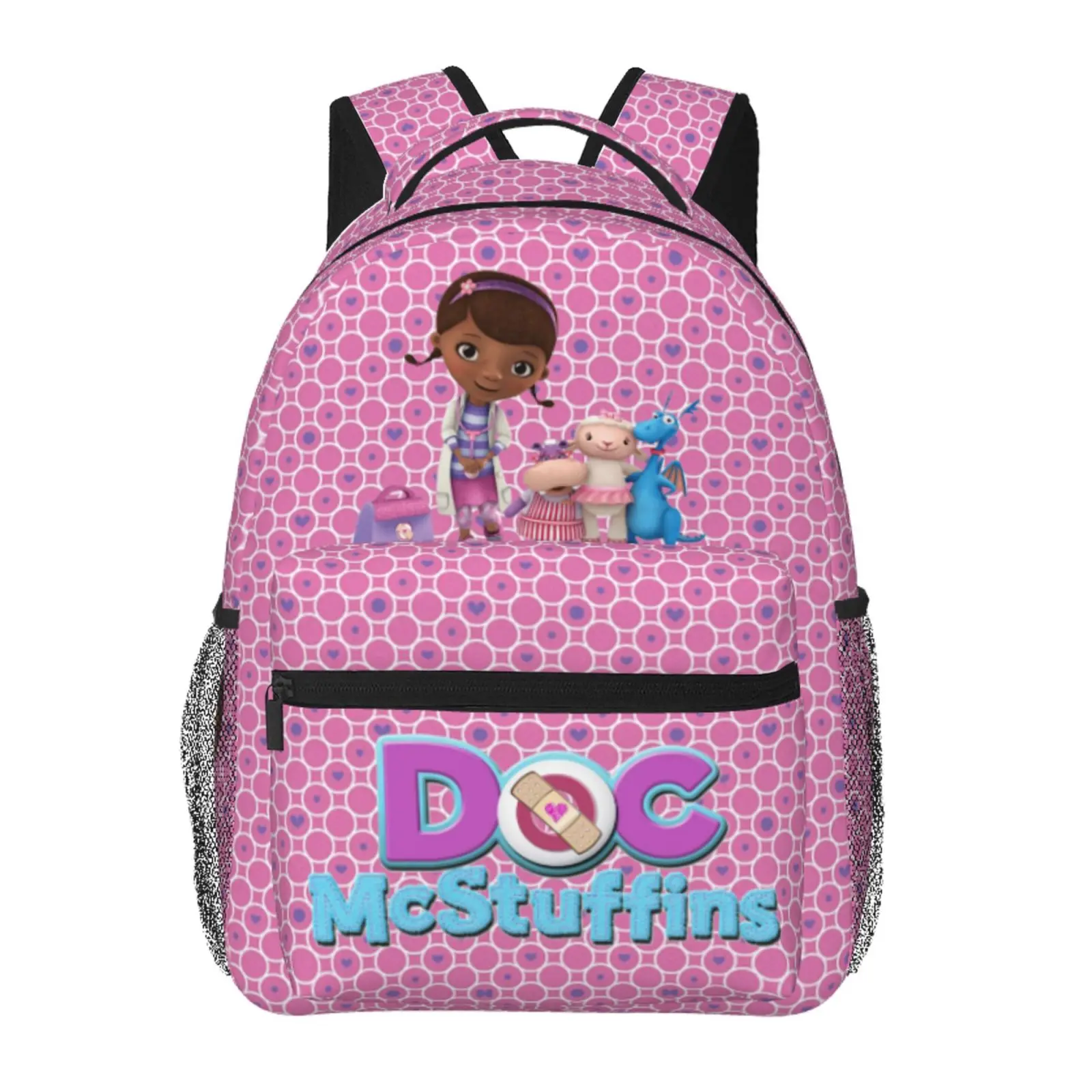 Doc McStuffins School Backpack for Kids Doc McStuffins stuffs Backpack with Adjustable Straps Cartoon The Doc Is In lightweight fashion backpack for back to school gifts