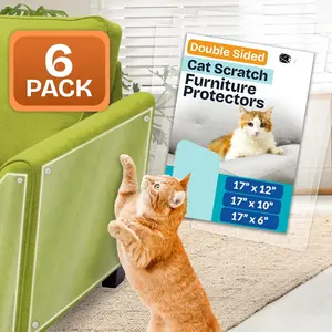 Scratch Furniture Protector (6 Pack - Combo Pack - M, L, XL Sizes) Double Sided   Pads/Couch Protector from Claws | Clear Anti Scratch Furniture Shield