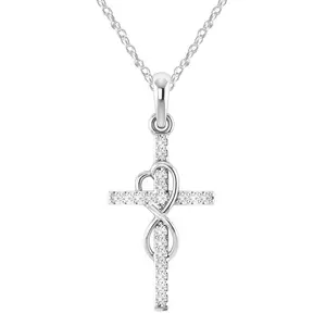 Alloy Pendant With Diamond And Eight-character Cross Necklace Unisex Electroplated Gold 21cm-50cm Circumference Jewelry