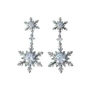 Generic Snowflake Drop Earrings for Women Rhinestone Dangle Earrings Sparkling Statement Jewelry Elegant Winter Fashion Accessories for Party Wedding Gift