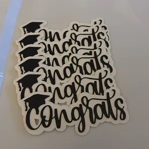 Black Glitter “Congrats” Cake Toppers with White Glitter Shading – 4” x 2.5”