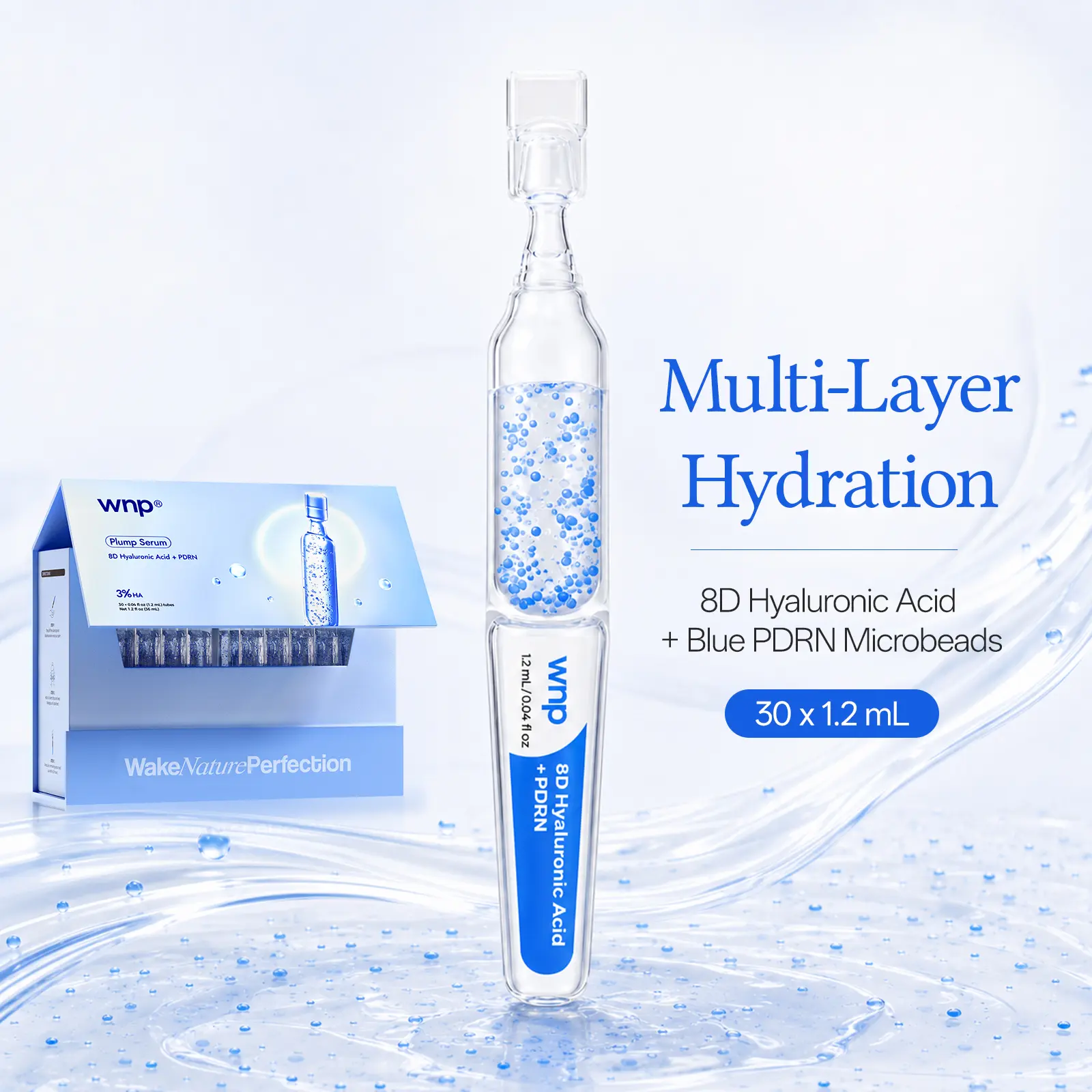 [NEW] WNP Plump Serum | 3% 8D Hyaluronic Acid + PDRN Blue Beads | Ultra-Low Molecular HA & 10 Peptide Complex | Long-Lasting Hydration for Plump | Smooth, Firm-Looking Skin