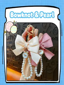 Cute Bowknot Faux Pearl Design Keychain, Phone Wallet Key Accessories for Women & Girls, Car Accessories For Girls - Fashion Accessories for Daily Life As Gift, keychains for women, keychain for car keys, wristlet keychains