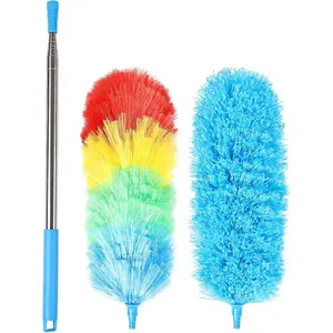 Rainbow Extendable Static Duster  Microfiber Duster with 100" Telescoping Pole, Beandable and Washable Dusters  for Cleaning Ceiling, Fan, Furniture
