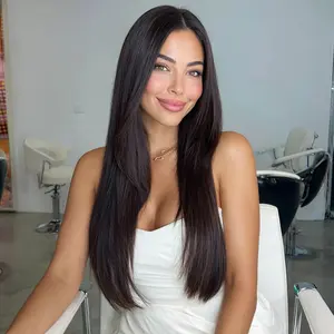 SMILCO/22Inch Brown Straight Hair T-Part Lace Front Synthetic Wig/SM9882