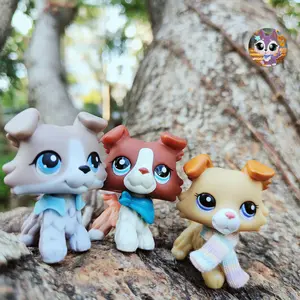 Mini Figurines Playset Tiny Collie Dogs Animals Toy Set Cake Toppers Christmas Birthday Gift for Kids Toddlers for Mini Pet Shop ollector