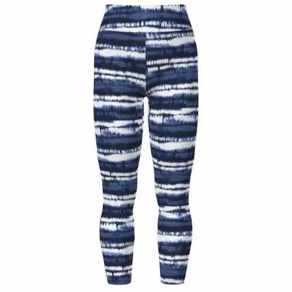 LuLaRoe Women's Buttery Soft Casual Leggings - Black-Navy-White Tie Dye Stripe, Polyester-Spandex Fabric