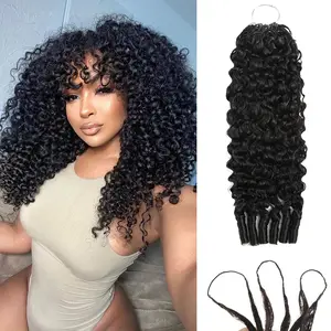 Human Crochet Hair for Black Women Burmese Human Feather Crochet Hair for Boho Braids Pre-Separated 50 Strands 60g Miracle Knots Feather Crochet Human Hair Invisible Extensions Lightweight Natural Black