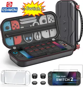 ESYWEN Switch 2 Case for Nintendo Switch 2 (2025)/Switch/OLED, 4-in-1 Bundle Kits for Switch 2, 2X Screen Protectors+4X Thumb Caps, Accessories Set with Switch 2 Carrying Case