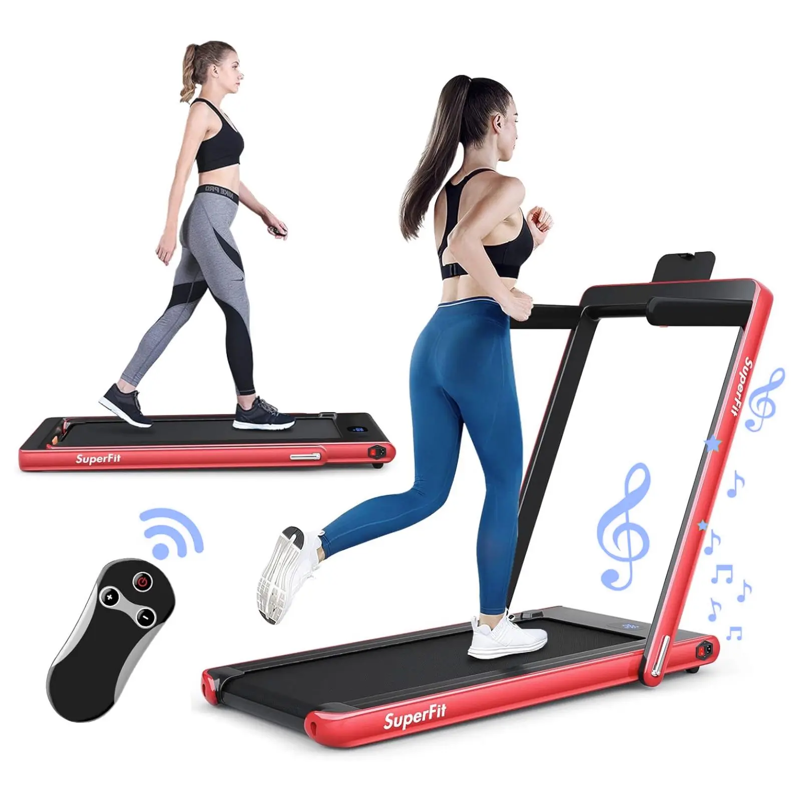COSTWAY 7.5 MPH Treadmill & Walking Pad,  Foldable with Smart App & Remote Control, Bluetooth LED Monitor, Small Spaces Compact Running Machine, Folding Portable Under Desk Treadmill for Home Office