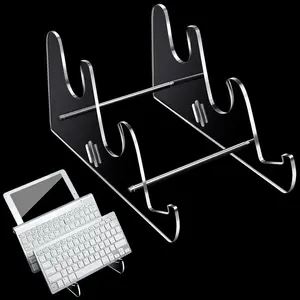Transparent 3 Tier Acrylic Keyboard Display Stand Shelf Storage Holder Tray for Desk, Fits Mechanical Keyboard, Computer, Tablet, Picture Frame