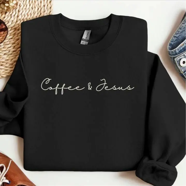 Coffee and Jesus Sweatshirt, Christian comfy sweatshirt, Coffee sweatshirt for her, Christian loungewear, Coffee Lover Sweatshirt
