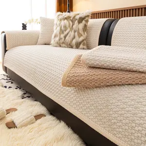 Non Slip  Sofa Mat Couch Cover,1 pc Pet Friendly Furniture Protector, Soft Sofa Protector, Sofa Covers Washable, Thick Washable Sofa Pad for Dogs & Cats, Neutral Beige Textured Slipcover, Fits Armchair/Loveseat/2-3-4 Seater & Sectional, Anti-Scratch
