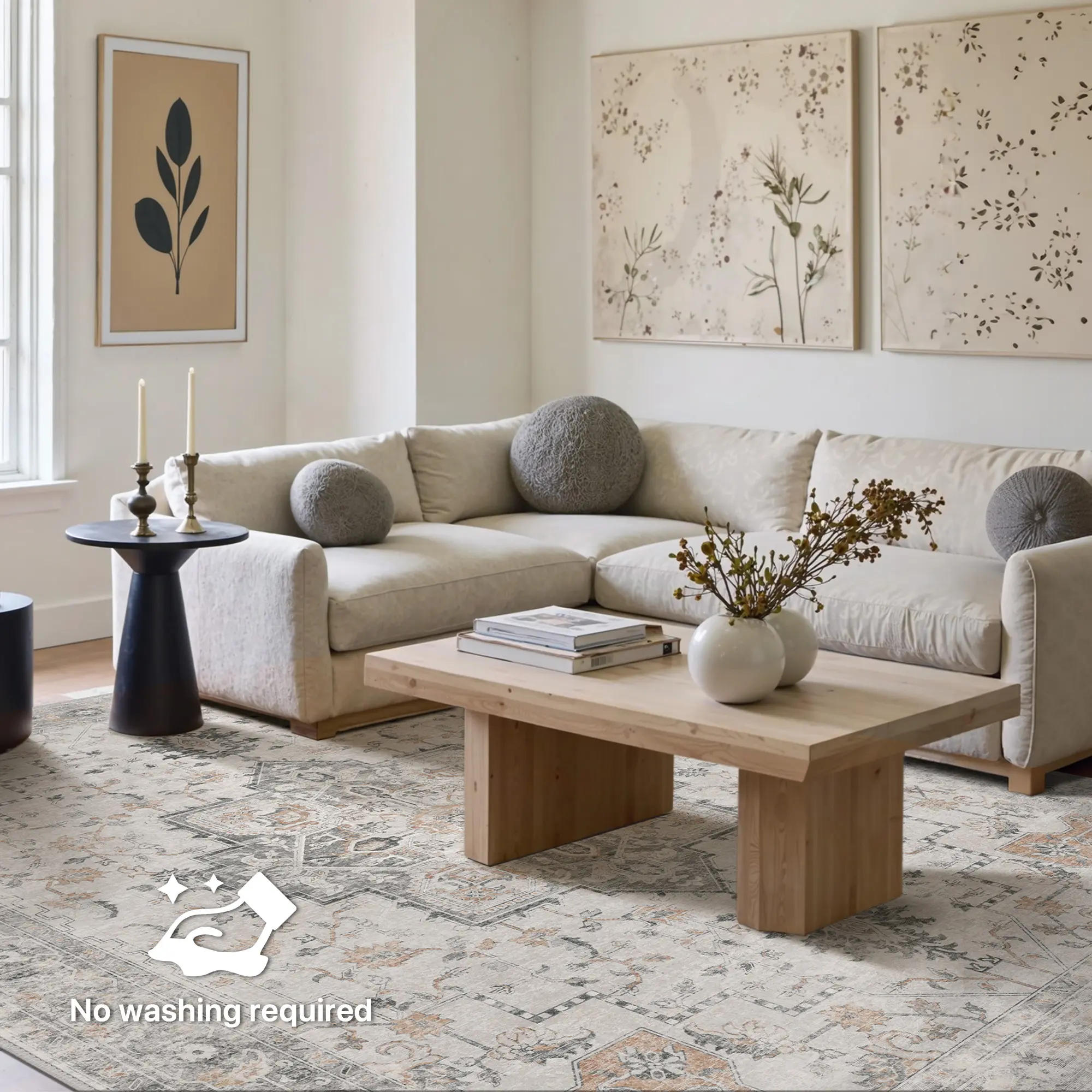 【Clearance】GENIMO  Non-Slip Vintage Rugs, Low Pile Lightweight Print Carpet for Living Room，Bedroom, Office, Dining Room, Machine Washable Rug, Home Decor Rug, Rugs For Living Room