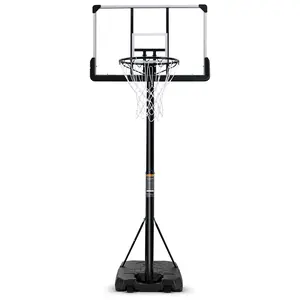 Portable Basketball Hoop Goal Basketball Hoop System Height Adjustable 7 ft. 6 in..10 ft. with 44 inch Indoor Outdoor PVC Backboard Material portable basketball shatterproof backboard