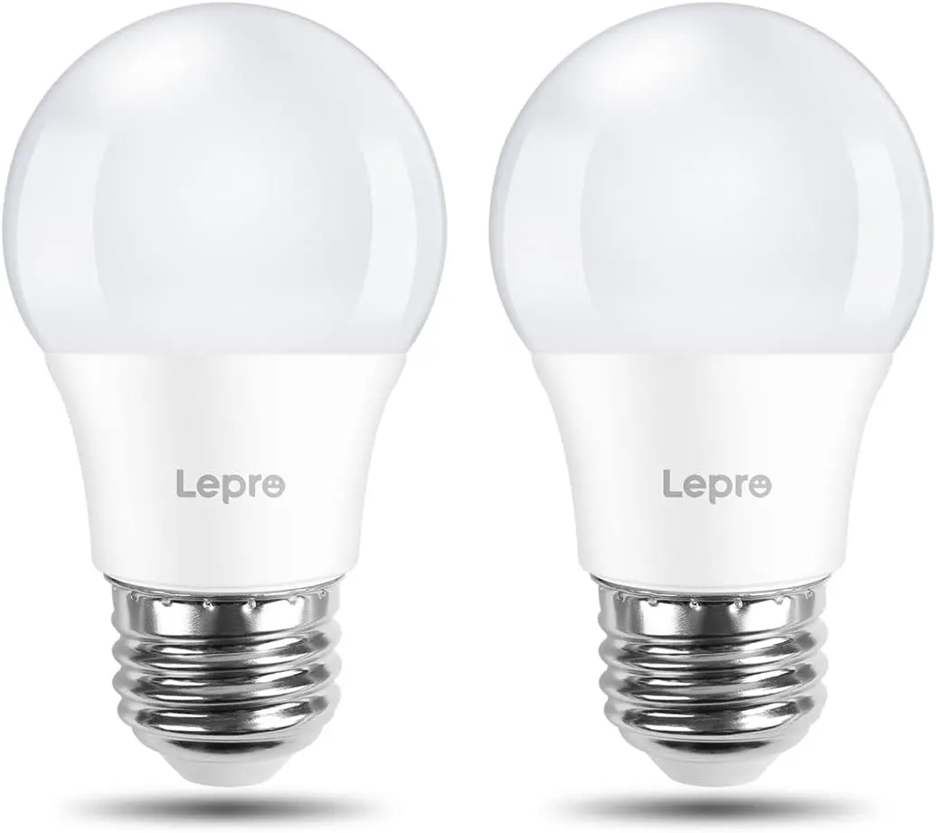 LEPRO LED Refrigerator Appliance Bulb - 40W Equivalent, 5W 120V A15 E26 Medium Base, 5000K Daylight Non-Dimmable 450 Lumen Waterproof Environmentally Friendly, Frigidaire Freezer Replacement, 2 Pack for Ceiling Light, Table Lamps, Bathroom Vanity Light